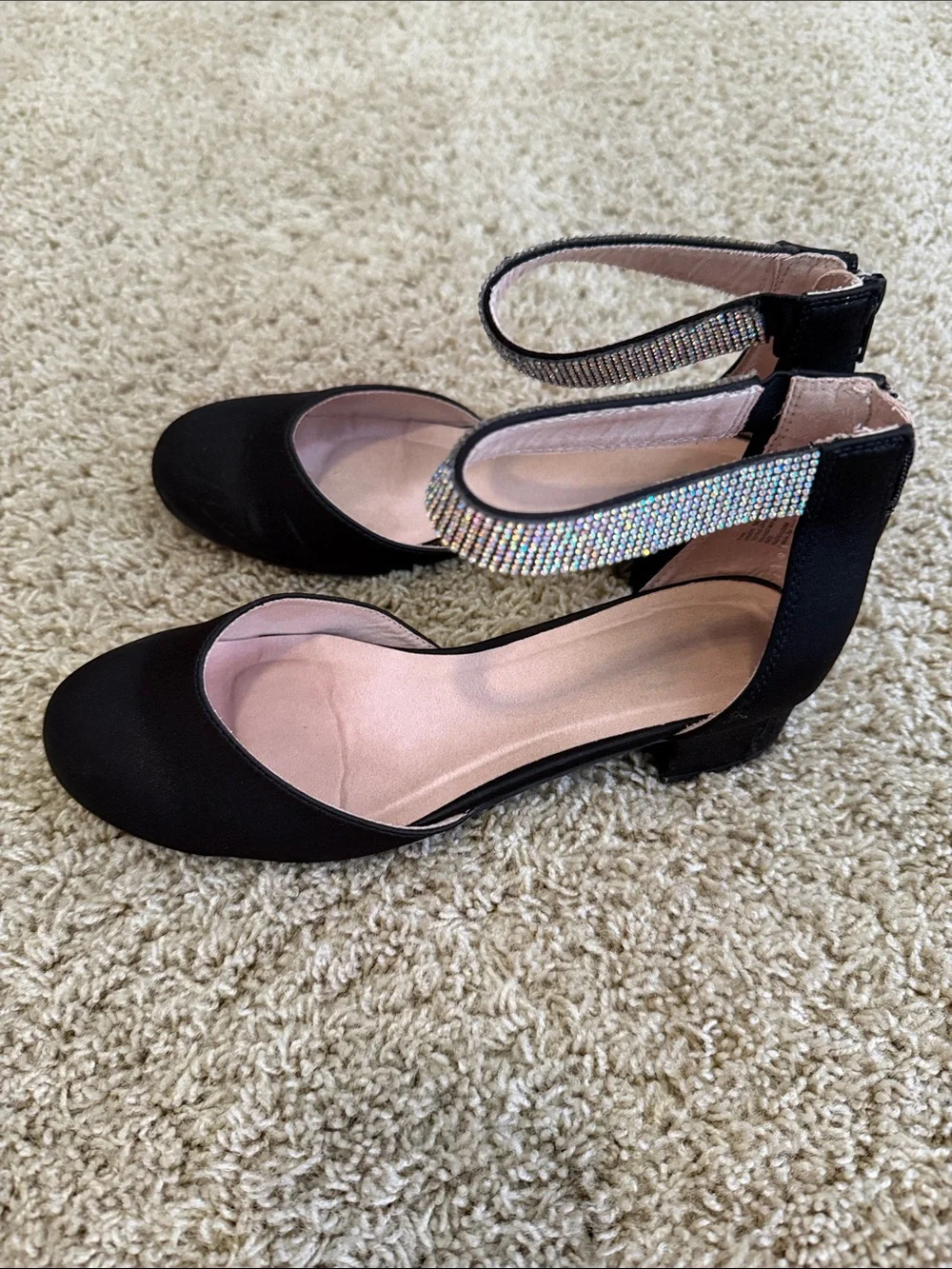 Mix No. 6 Black Kids Dress Shoes with Rhinestone Ankle Straps